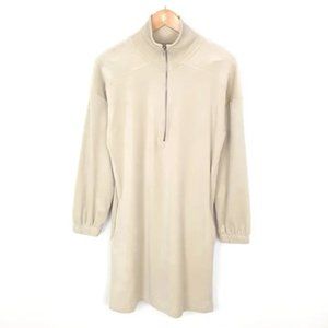 NWT Cable & Gauge Oversized XL Velour Velvet Long Sleeve Beige Sweater Dress